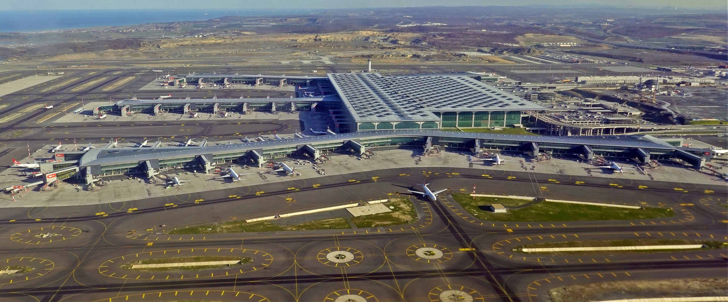 Istanbul Airport terminal from the air